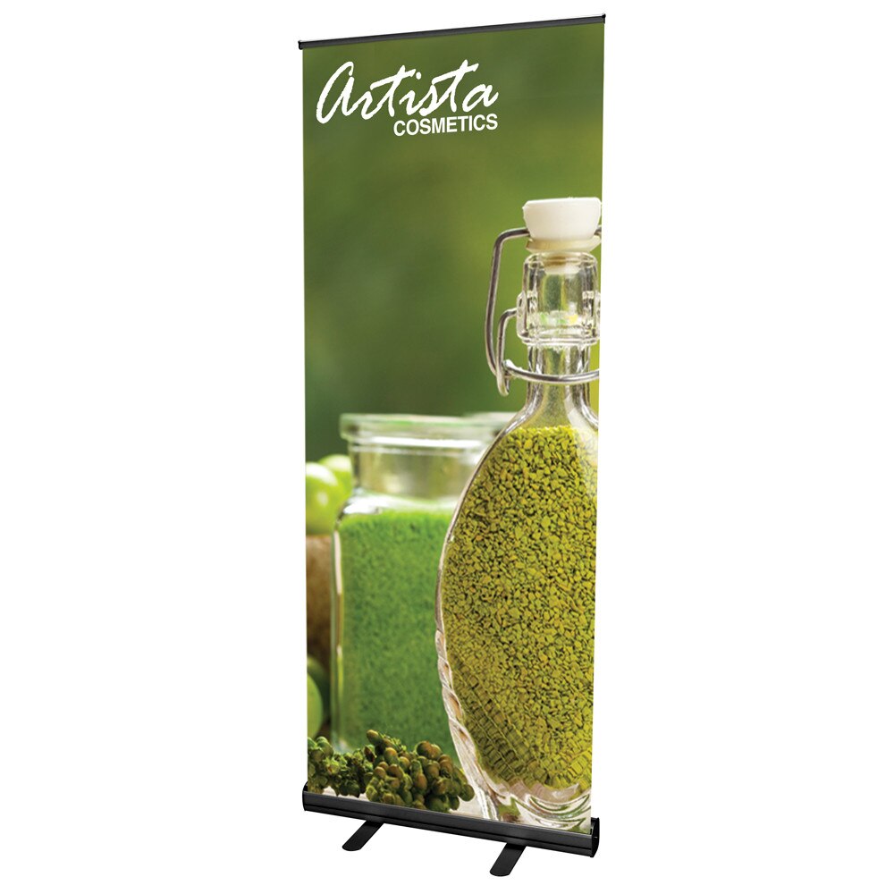 33.5 in. Econoroll Retractable Banner Stand Black — Graphic Package